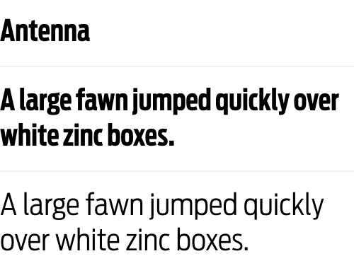 Typography sheet for Antenna Font